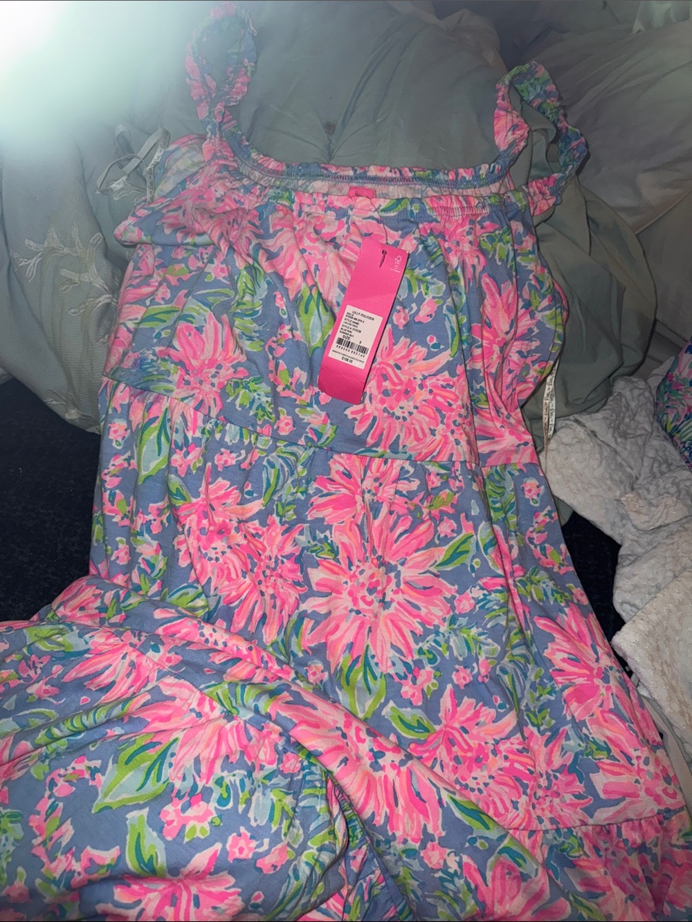 Lilly Pulitzer Pink Floral Maxi Skirt on Blue